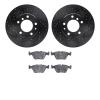 8502-31024 Drilled/Slotted Brake Rotors w/5000 Advanced Brake Pads Kit [Black], 1989-1995 BMW, Position: Front - image 1