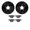 8502-31030 Drilled/Slotted Brake Rotors w/5000 Advanced Brake Pads Kit [Black], 1995-2001 BMW, Position: Front - image 1