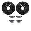 8502-31033 Drilled/Slotted Brake Rotors w/5000 Advanced Brake Pads Kit [Black], 1991-1995 BMW, Position: Rear - image 1