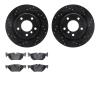 8502-31068 Drilled/Slotted Brake Rotors w/5000 Advanced Brake Pads Kit [Black], 2006-2013 BMW, Position: Rear - image 1