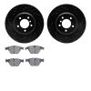8502-31074 Drilled/Slotted Brake Rotors w/5000 Advanced Brake Pads Kit [Black], 2007-2015 BMW, Position: Front - image 1