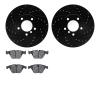 8502-31079 Drilled/Slotted Brake Rotors w/5000 Advanced Brake Pads Kit [Black], 2008-2015 BMW, Position: Front - image 1