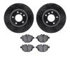 8502-31107 Drilled/Slotted Brake Rotors w/5000 Advanced Brake Pads Kit [Black], 2011-2016 BMW, Position: Rear - image 1