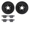 8502-31125 Drilled/Slotted Brake Rotors w/5000 Advanced Brake Pads Kit [Black], 2000-2006 BMW, Position: Front - image 1