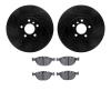 8502-31127 Drilled/Slotted Brake Rotors w/5000 Advanced Brake Pads Kit [Black], 2002-2006 BMW, Position: Front - image 1