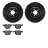 8502-31143 Drilled/Slotted Brake Rotors w/5000 Advanced Brake Pads Kit [Black], 2010-2014 BMW, Position: Rear - image 1