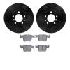 8502-31245 Drilled/Slotted Brake Rotors w/5000 Advanced Brake Pads Kit [Black], 1991-1993 BMW, Position: Front - image 1