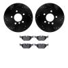 8502-31373 Drilled/Slotted Brake Rotors w/5000 Advanced Brake Pads Kit [Black], 2003-2008 BMW, Position: Rear - image 1