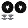 8502-31388 Drilled/Slotted Brake Rotors w/5000 Advanced Brake Pads Kit [Black], 2004-2010 BMW, Position: Front - image 1