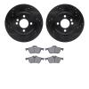 8502-32028 Drilled/Slotted Brake Rotors w/5000 Advanced Brake Pads Kit [Black], 2002-2006 Mini, Position: Front - image 1