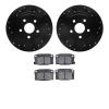 8502-39034 Drilled/Slotted Brake Rotors w/5000 Advanced Brake Pads Kit [Black], 1988-1989 GM, Position: Rear - image 1