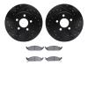 8502-39040 Drilled/Slotted Brake Rotors w/5000 Advanced Brake Pads Kit [Black], 1995-2000 Mopar, Position: Front - image 1