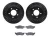 8502-40034 Drilled/Slotted Brake Rotors w/5000 Advanced Brake Pads Kit [Black], 1987-1990 Mopar, Position: Front - image 1