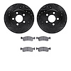 8502-40140 Drilled/Slotted Brake Rotors w/5000 Advanced Brake Pads Kit [Black], 1984-1991 Mopar, Position: Front - image 1