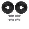 8502-40142 Drilled/Slotted Brake Rotors w/5000 Advanced Brake Pads Kit [Black], 1988-1990 Mopar, Position: Front - image 1