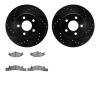 8502-40197 Drilled/Slotted Brake Rotors w/5000 Advanced Brake Pads Kit [Black], 1986-1990 Mopar, Position: Front - image 1
