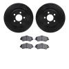 8502-42147 Drilled/Slotted Brake Rotors w/5000 Advanced Brake Pads Kit [Black], 2011-2012 Mopar, Position: Front - image 1
