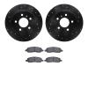 8502-45005 Drilled/Slotted Brake Rotors w/5000 Advanced Brake Pads Kit [Black], 2006-2011 GM, Position: Rear - image 1