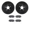 8502-46026 Drilled/Slotted Brake Rotors w/5000 Advanced Brake Pads Kit [Black], 2013-2019 GM, Position: Rear - image 1