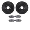 8502-46157 Drilled/Slotted Brake Rotors w/5000 Advanced Brake Pads Kit [Black], 2005-2011 GM, Position: Rear - image 1