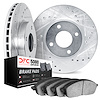 8502-47000 Drilled/Slotted Brake Rotors w/5000 Advanced Brake Pads Kit [Black], 1994-2010 GM, Position: Front