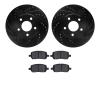 8502-47016 Drilled/Slotted Brake Rotors w/5000 Advanced Brake Pads Kit [Black], 2007-2010 GM, Position: Front - image 1