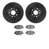 8502-47033 Drilled/Slotted Brake Rotors w/5000 Advanced Brake Pads Kit [Black], 2016-2020 GM, Position: Front - image 1