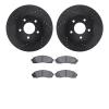 8502-47046 Drilled/Slotted Brake Rotors w/5000 Advanced Brake Pads Kit [Black], 2002-2007 GM, Position: Front - image 1