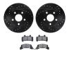8502-47064 Drilled/Slotted Brake Rotors w/5000 Advanced Brake Pads Kit [Black], 1985-1991 GM, Position: Front - image 1