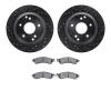 8502-47091 Drilled/Slotted Brake Rotors w/5000 Advanced Brake Pads Kit [Black], 1988-1994 GM, Position: Front - image 1