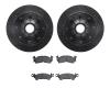 8502-48002 Drilled/Slotted Brake Rotors w/5000 Advanced Brake Pads Kit [Black], 1971-1989 GM, Position: Front - image 1