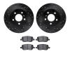 8502-52007 Drilled/Slotted Brake Rotors w/5000 Advanced Brake Pads Kit [Black], 2005-2005 GM, Position: Rear - image 1