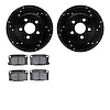 8502-52028 Drilled/Slotted Brake Rotors w/5000 Advanced Brake Pads Kit [Black], 1988-1988 GM, Position: Front, Rear - image 1