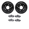 8502-52046 Drilled/Slotted Brake Rotors w/5000 Advanced Brake Pads Kit [Black], 2004-2004 GM, Position: Rear - image 1