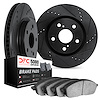 8502-55081 Drilled/Slotted Brake Rotors w/5000 Advanced Brake Pads Kit [Black], 1986-1992 Ford/Lincoln/Mercury/Mazda, Position:  - image 1