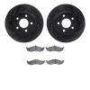 8502-55099 Drilled/Slotted Brake Rotors w/5000 Advanced Brake Pads Kit [Black], 1989-1990 Ford/Lincoln/Mercury/Mazda, Position:  - image 1