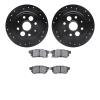 8502-58000 Drilled/Slotted Brake Rotors w/5000 Advanced Brake Pads Kit [Black], 1986-1989 Acura/Honda, Position: Rear - image 1