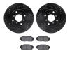 8502-58003 Drilled/Slotted Brake Rotors w/5000 Advanced Brake Pads Kit [Black], 1987-1990 Acura/Honda, Position: Front - image 1