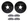 8502-58010 Drilled/Slotted Brake Rotors w/5000 Advanced Brake Pads Kit [Black], 1997-2005 Acura/Honda, Position: Front - image 1
