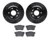 8502-58019 Drilled/Slotted Brake Rotors w/5000 Advanced Brake Pads Kit [Black], 2002-2004 Acura/Honda, Position: Rear - image 1