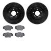 8502-58034 Drilled/Slotted Brake Rotors w/5000 Advanced Brake Pads Kit [Black], 1997-2005 Acura/Honda, Position: Rear - image 1