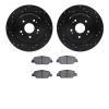 8502-58037 Drilled/Slotted Brake Rotors w/5000 Advanced Brake Pads Kit [Black], Fits Select Acura/Honda, Position: Rear - image 1