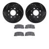 8502-59001 Drilled/Slotted Brake Rotors w/5000 Advanced Brake Pads Kit [Black], 1982-1983 Acura/Honda, Position: Front - image 1