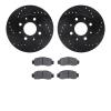 8502-59002 Drilled/Slotted Brake Rotors w/5000 Advanced Brake Pads Kit [Black], 2000-2006 Acura/Honda, Position: Front - image 1