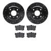 8502-59006 Drilled/Slotted Brake Rotors w/5000 Advanced Brake Pads Kit [Black], 1986-1988 Acura/Honda, Position: Rear - image 1