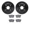 8502-59007 Drilled/Slotted Brake Rotors w/5000 Advanced Brake Pads Kit [Black], 1992-1996 Acura/Honda, Position: Rear - image 1