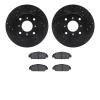 8502-59021 Drilled/Slotted Brake Rotors w/5000 Advanced Brake Pads Kit [Black], 1992-1996 Acura/Honda, Position: Front - image 1