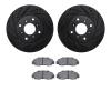 8502-59022 Drilled/Slotted Brake Rotors w/5000 Advanced Brake Pads Kit [Black], 1992-1996 Acura/Honda, Position: Front - image 1