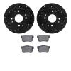 8502-59026 Drilled/Slotted Brake Rotors w/5000 Advanced Brake Pads Kit [Black], 1998-2002 Acura/Honda, Position: Rear - image 1