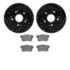 8502-59027 Drilled/Slotted Brake Rotors w/5000 Advanced Brake Pads Kit [Black], 1997-2006 Acura/Honda, Position: Rear - image 1